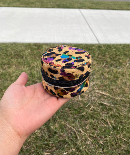 Mini Rainbow Animal Print Cowhide Jewelry box