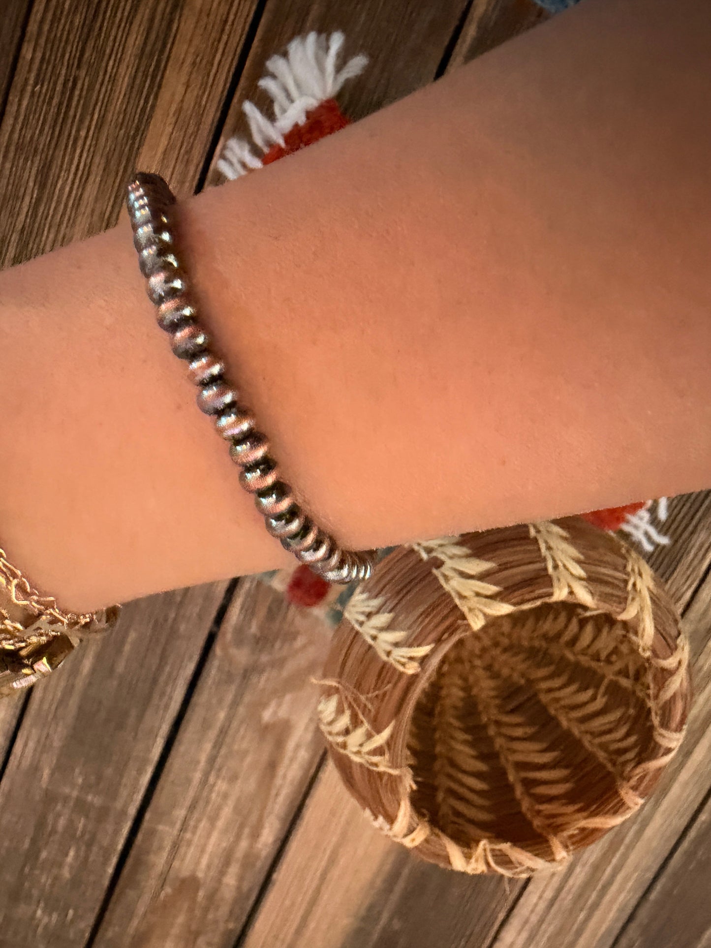Handcrafted Copper Beaded Stretch Bracelet