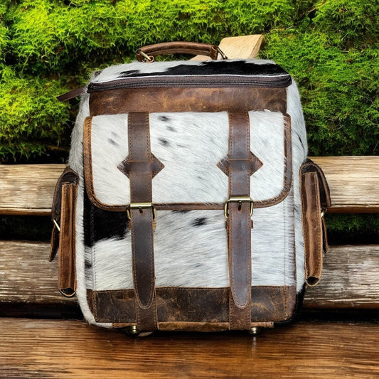 Cowhide rustic leather backpack