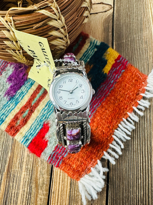 Handcrafted Old Pawn Spiny Oyster & Sterling Silver Watch Cuff