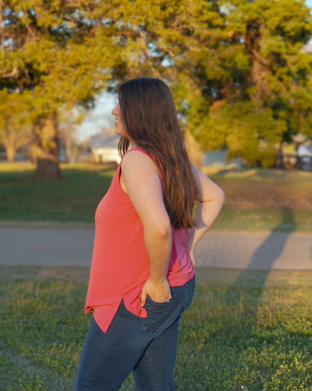 Rose - Plus Size - Sleeveless Side Slit Top