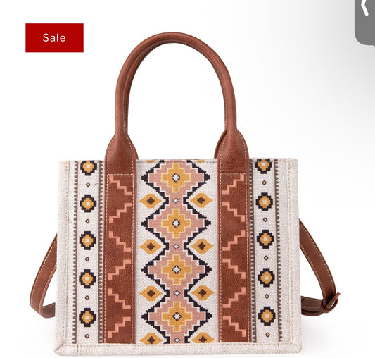 Wrangler Ladies Southwestern Small Brown Crossbody Tote Bag WG2202-8120SCF