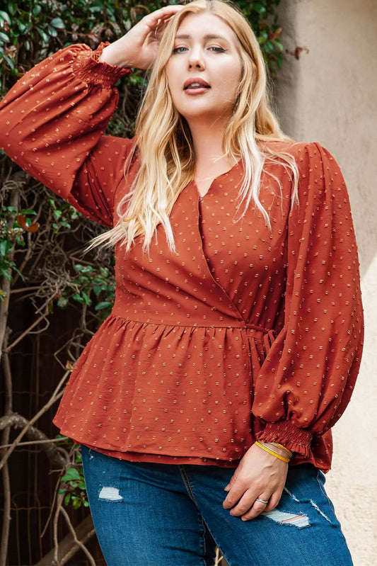 Gold Flame Plus Size Wrap Blouse
