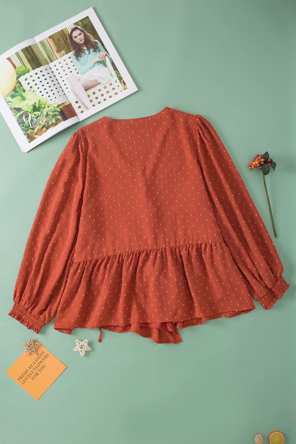 Gold Flame Plus Size Wrap Blouse