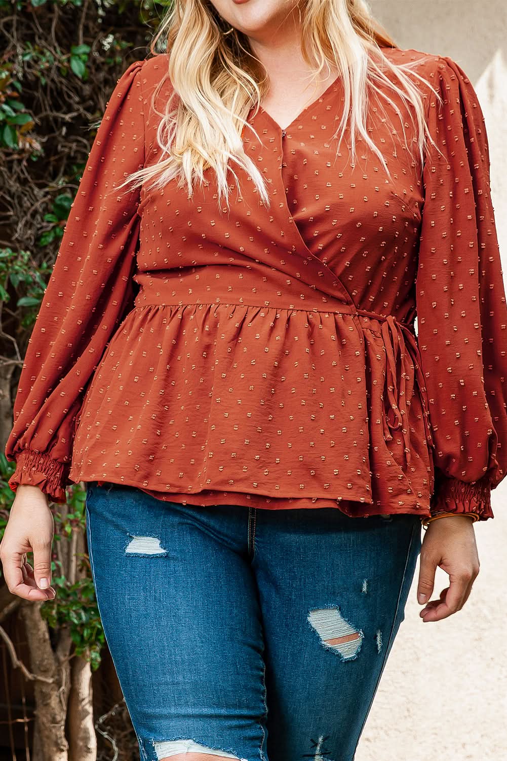 Gold Flame Plus Size Wrap Blouse