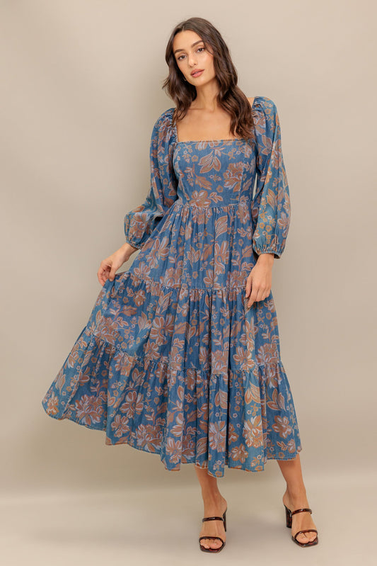 CIRCLE OF FRIENDS DENIM MIDI DRESS