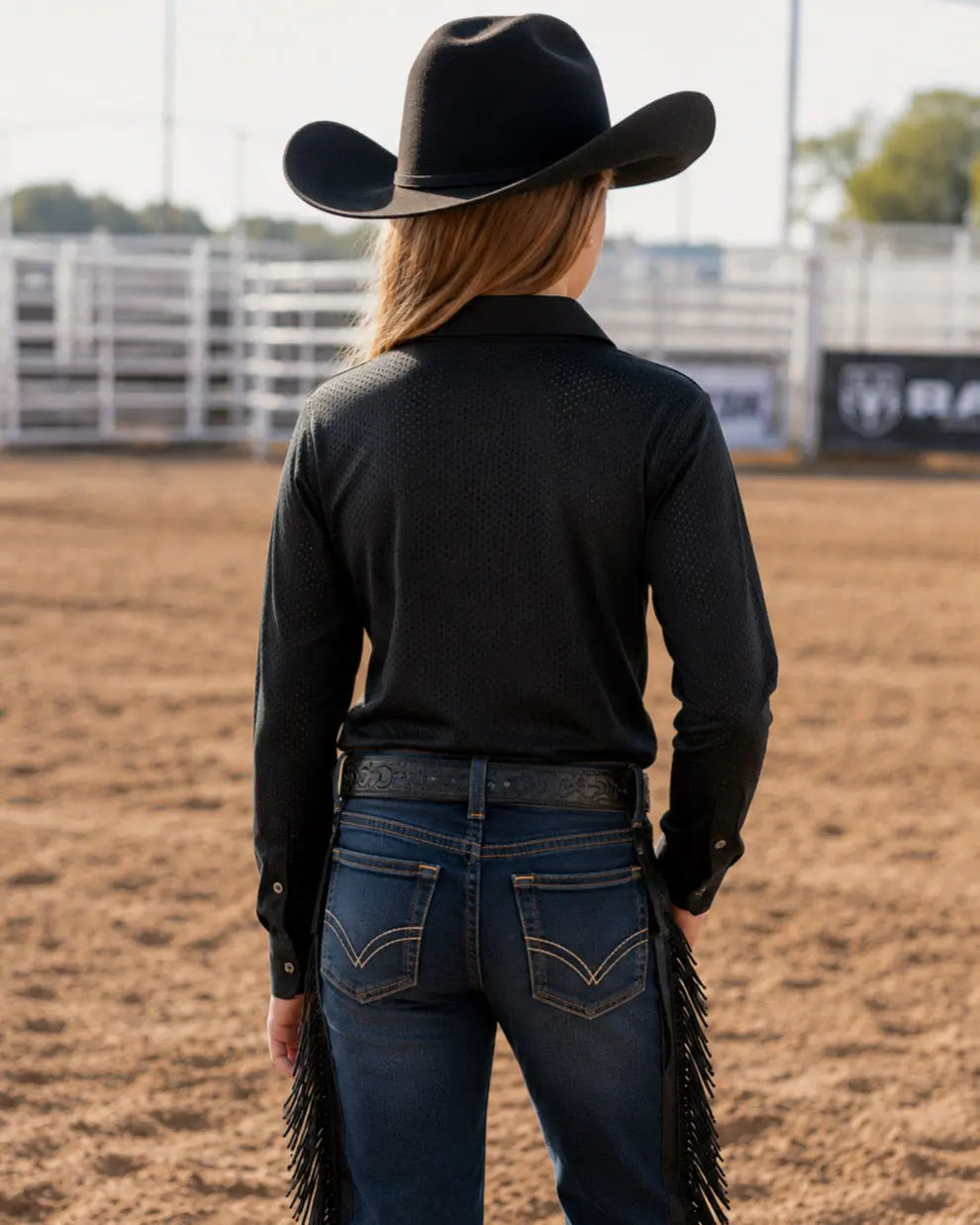 Girls Breeze Perforated Performance Pull Over Rodeo Shirt