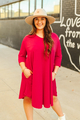 Lucky & Blessed Fuchsia Bulgari 3/4 Sleeve Flutter Dress Plus Size