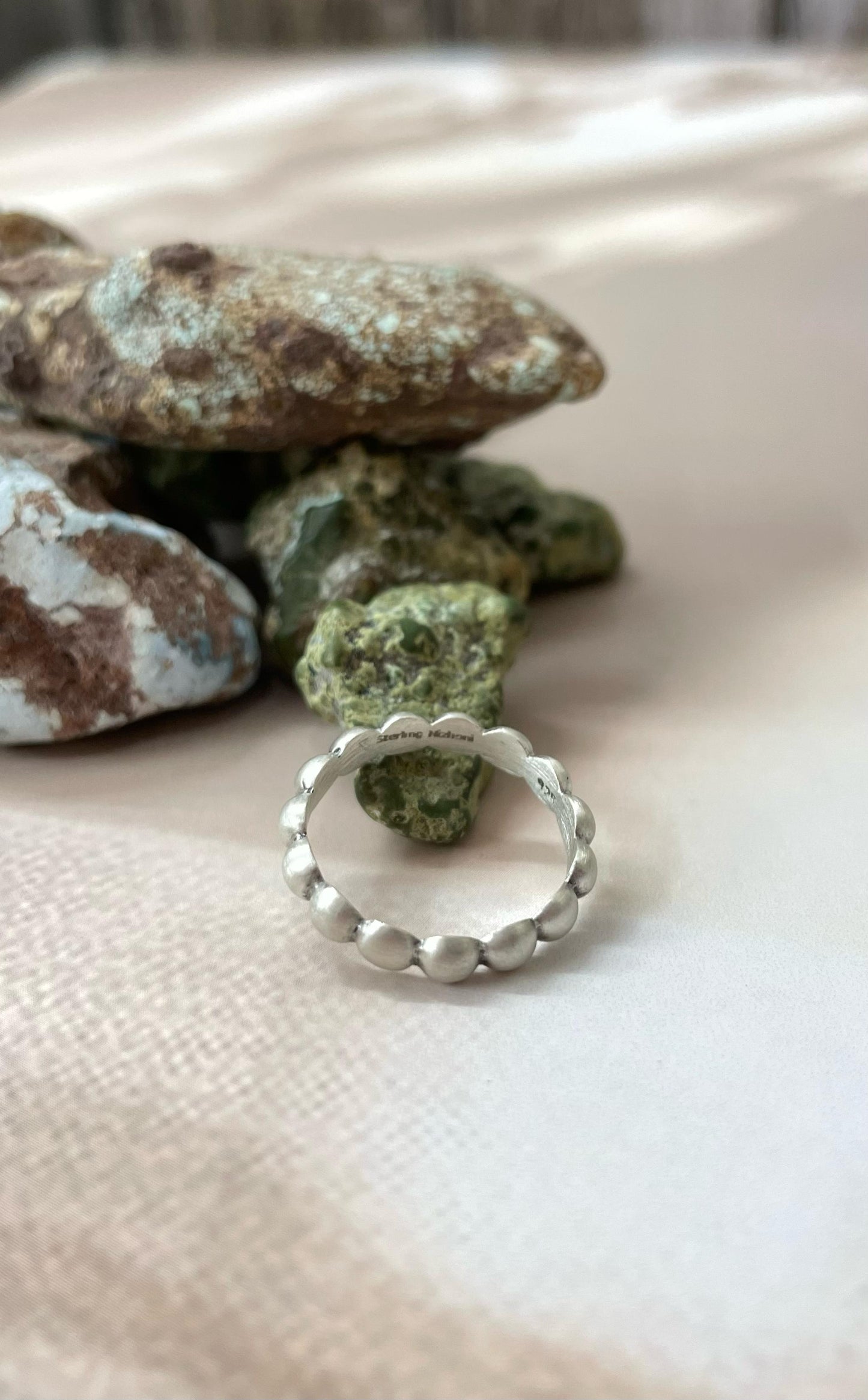 Handmade Sterling Silver 4mm Brushed Stacker Ring Signed Nizhoni