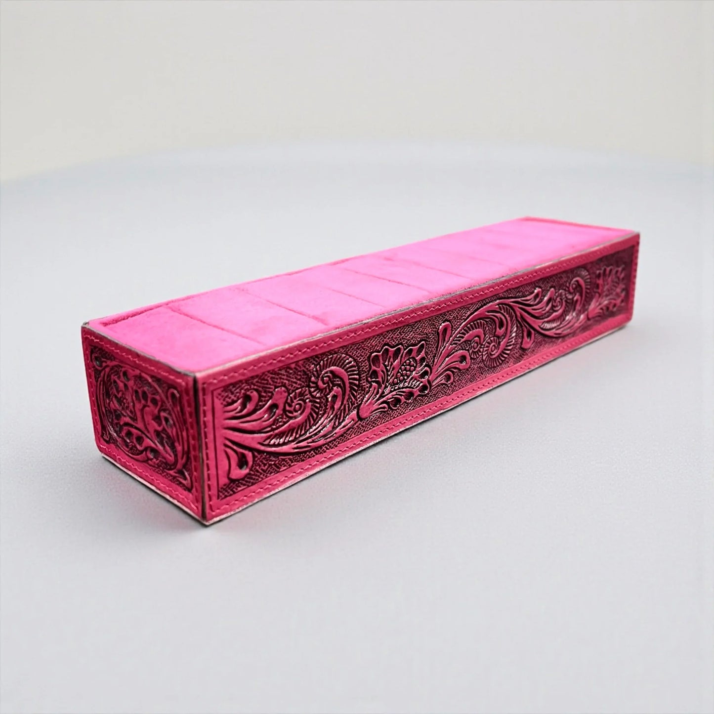 Tooled leather ring holders