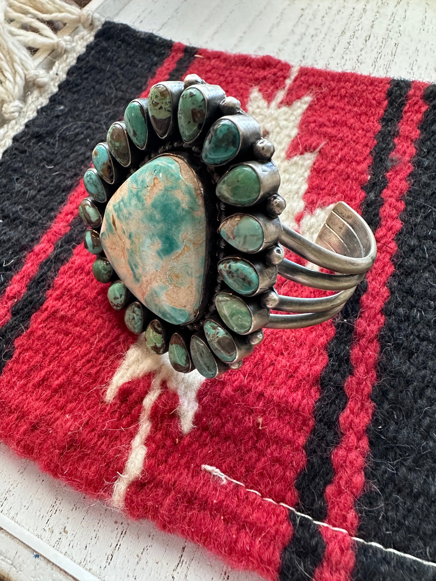 Handcrafted Sterling Silver & Turquoise Cuff Bracelet By B Yellowhorse /