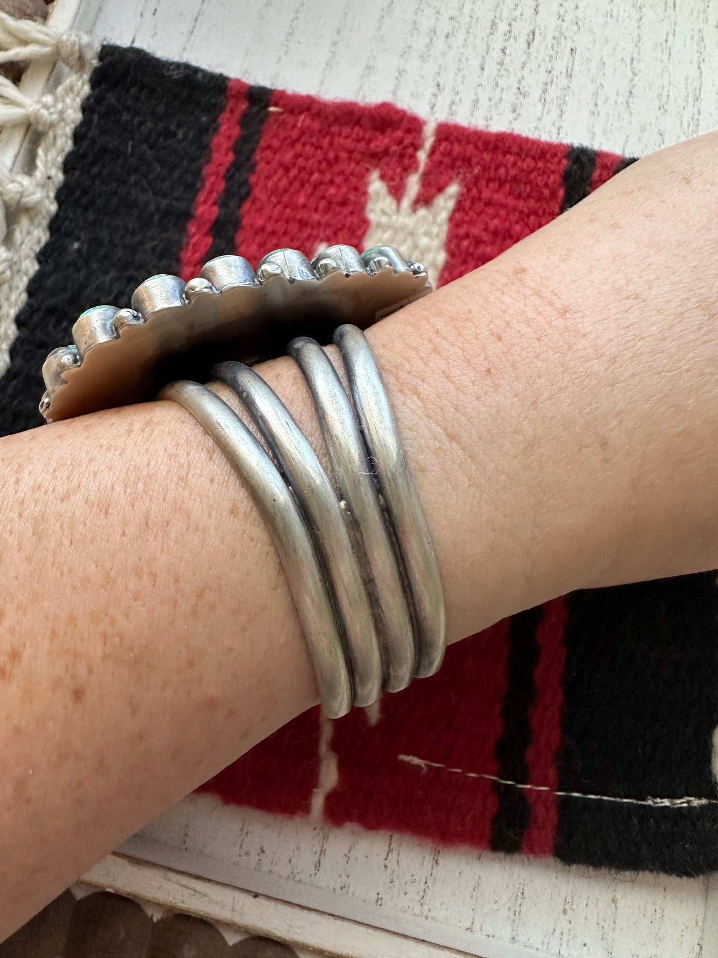 Handcrafted Sterling Silver & Turquoise Cuff Bracelet By B Yellowhorse /