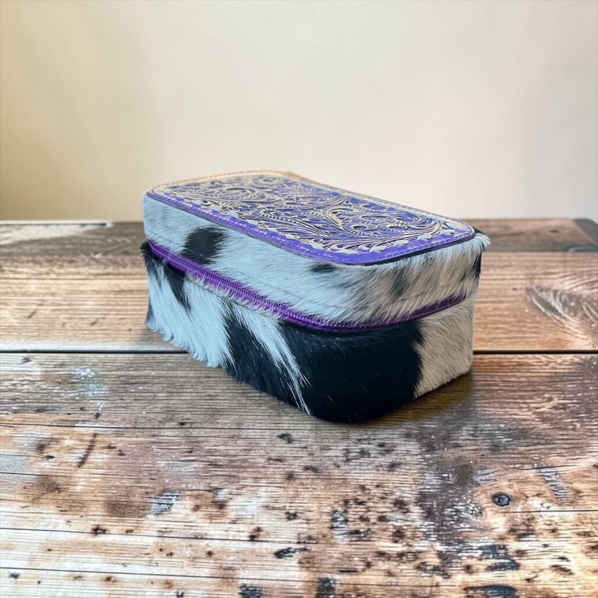 PURPLE BLOSSOM COWHIDE JEWELRY BOX