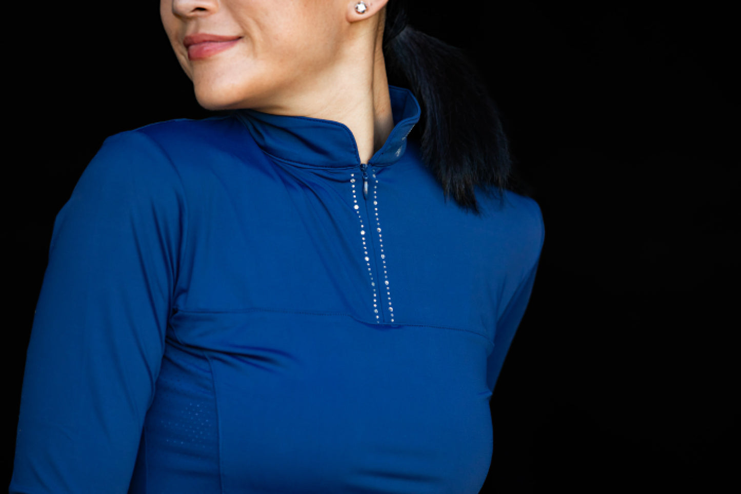 Navy Longsleeve 1/2 Zip crystals