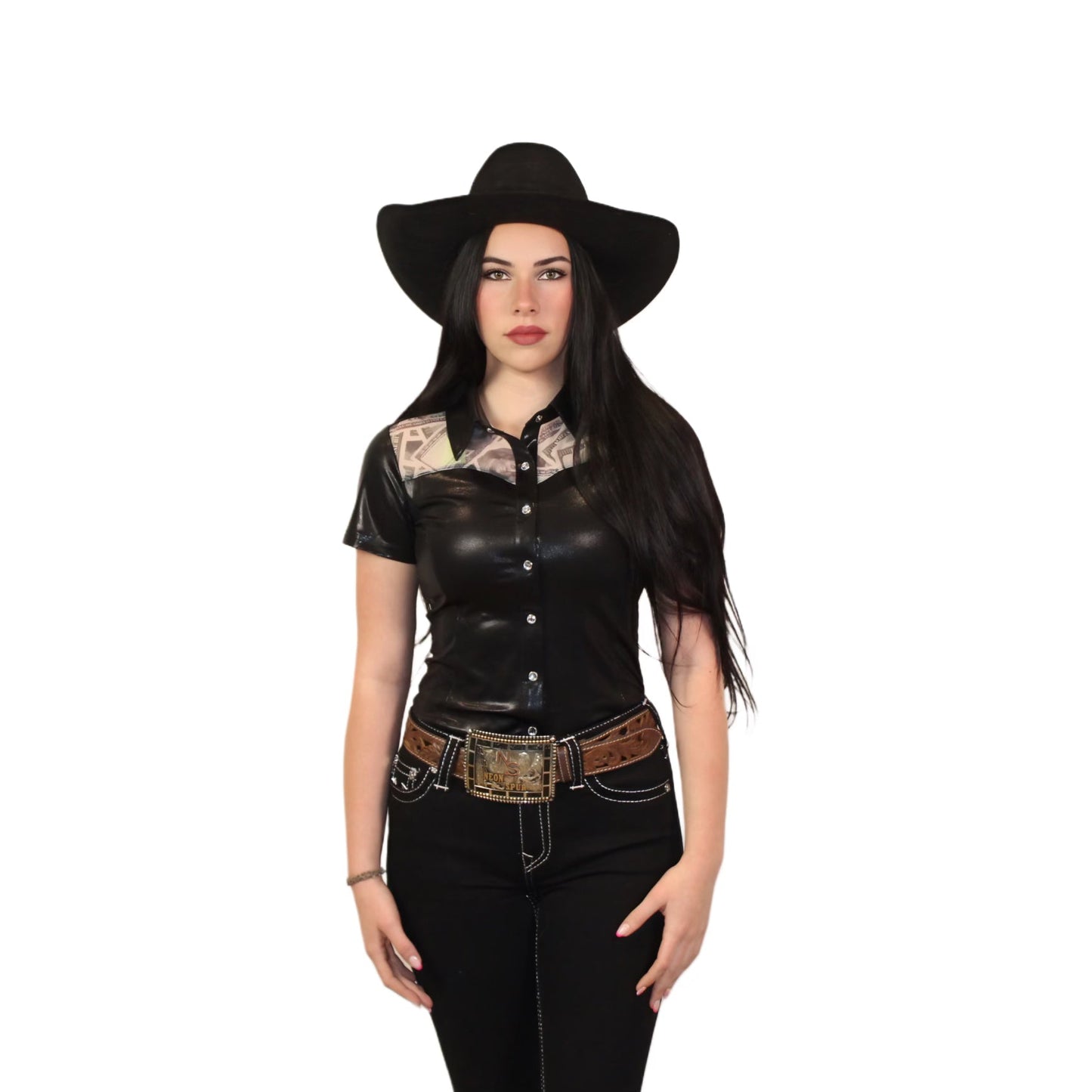 Entry Fees Mesh Yoke Jackpot Pearl Snap Shirt