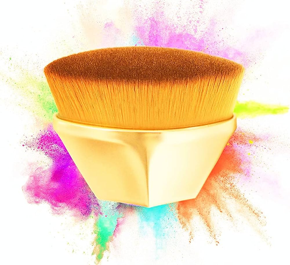 Flat Top Flawless Foundation Brush, Kabuki Blending Makeup Brush for Powder with Travel Case, Flat Top Petal Shaped Base Makeup Brush