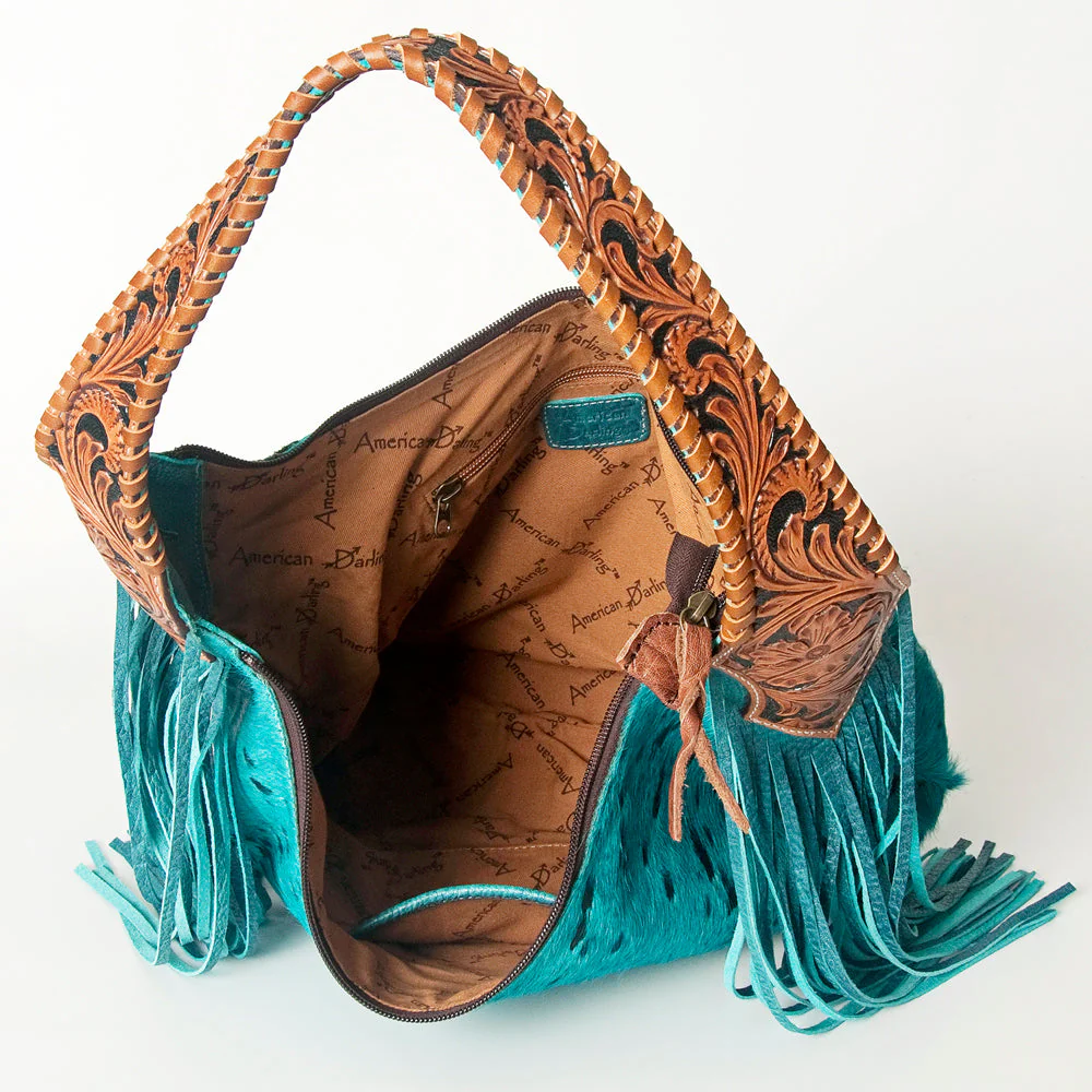 American Darling Western Hobo Bag Hair-On Cowhide & Tooled Leather Shoulder Purse LC-ADBG803