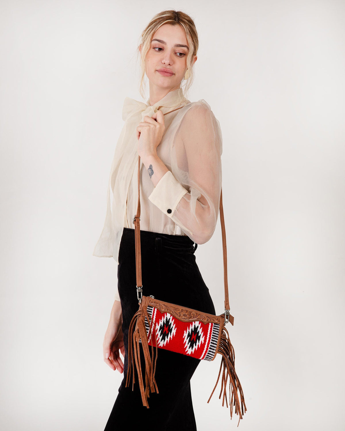 Loyal West Gloriana Mini Purse Red Wool And Calfskin