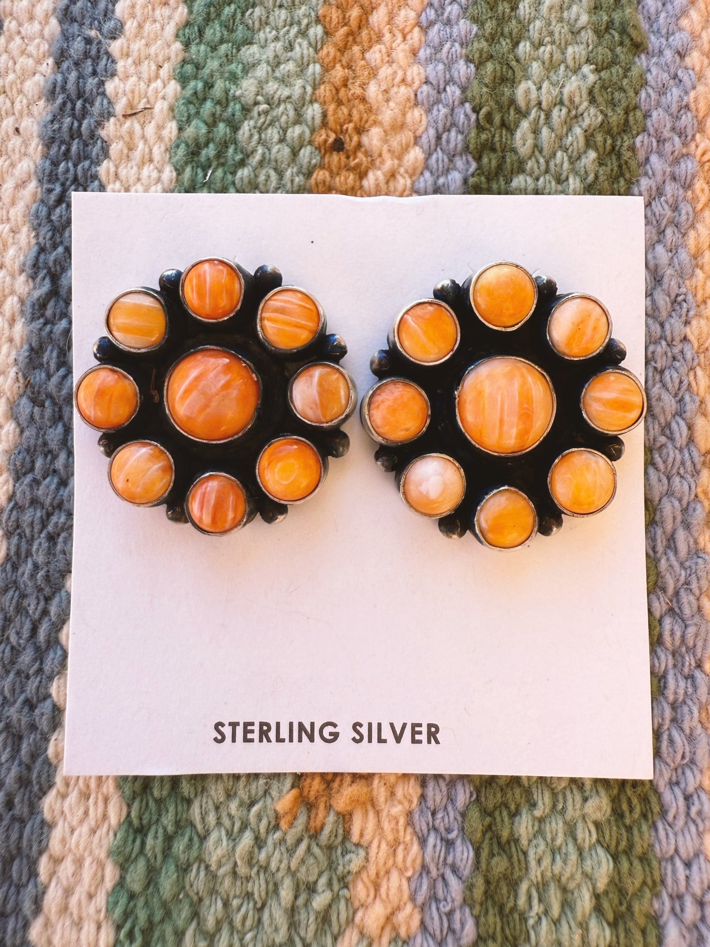 Orange Spiny Oyster Cluster Earrings
