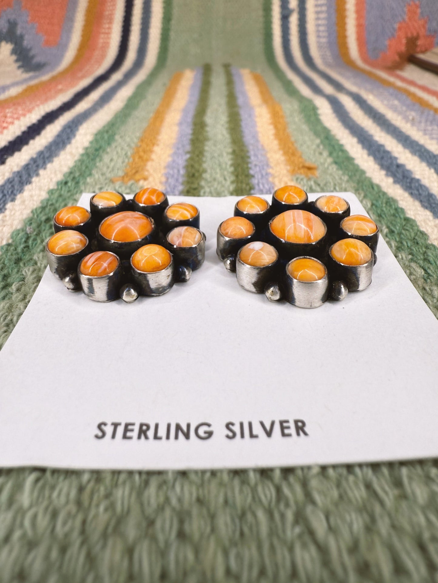 Orange Spiny Oyster Cluster Earrings