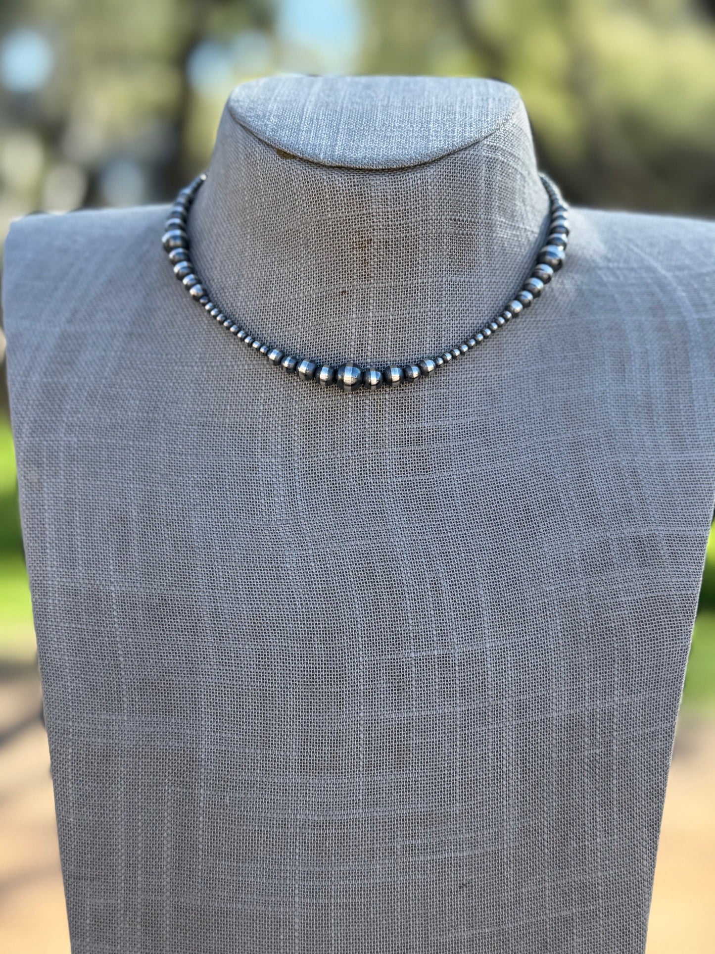 Handcrafted Sterling Silver Pearl Beaded 3-8mm Necklace