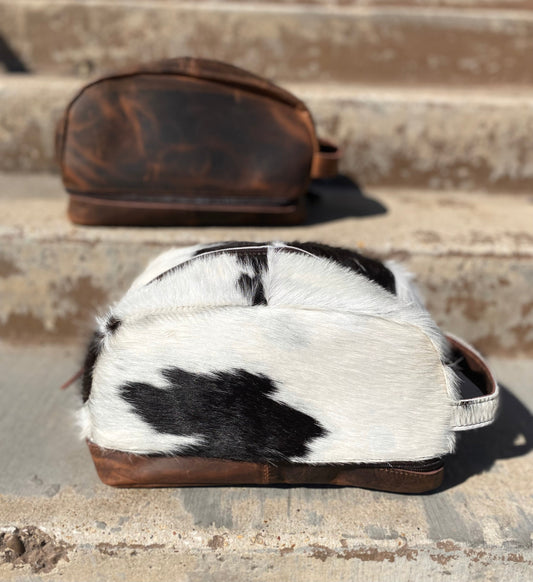 Large Cowhide Vintage Leather Toiletry Bag