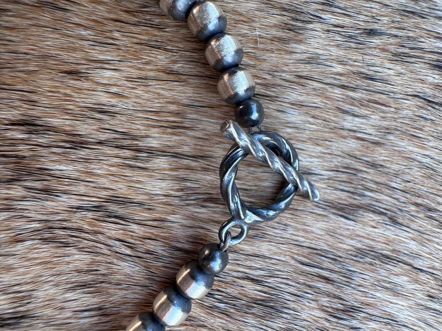 Handcrafted Abalone & Sterling Silver Pearl 4mm Beaded Bracelet 7.5"