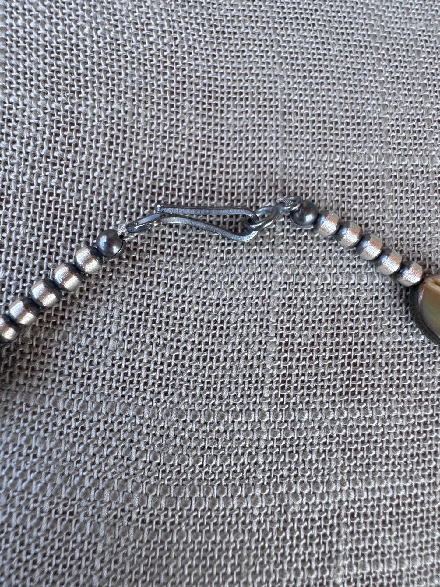 Handcrafted Abalone & Sterling Silver Pearl 3mm Beaded Necklace