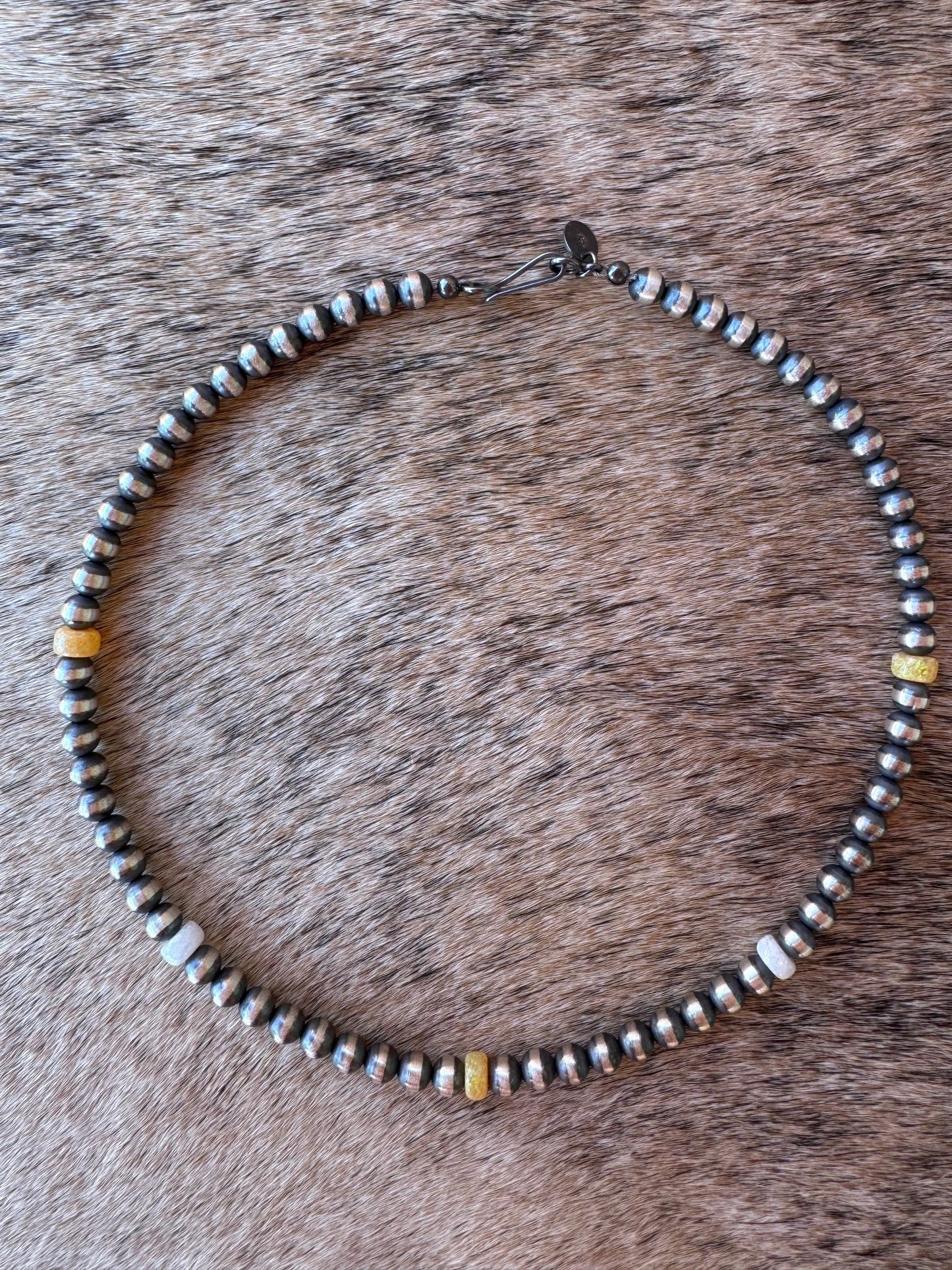 Handcrafted Fire Opal Collection & Sterling Silver Pearl Beaded 5mm Necklace 14"