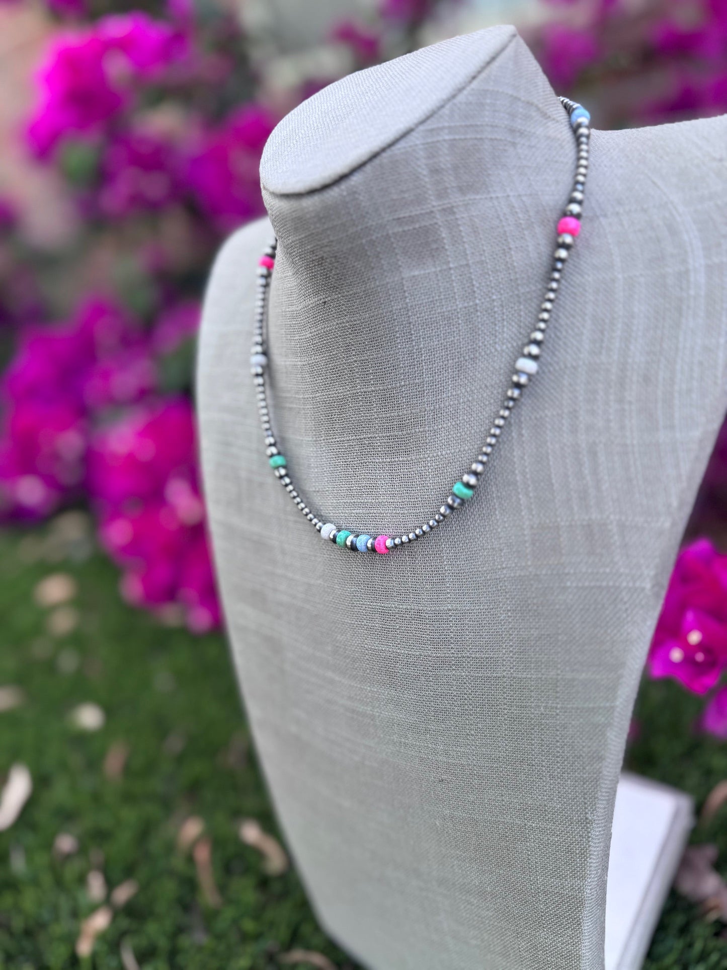 Handcrafted Fire Opal Collection & Sterling Silver Pearl 3-6mm Beaded Necklace 18"