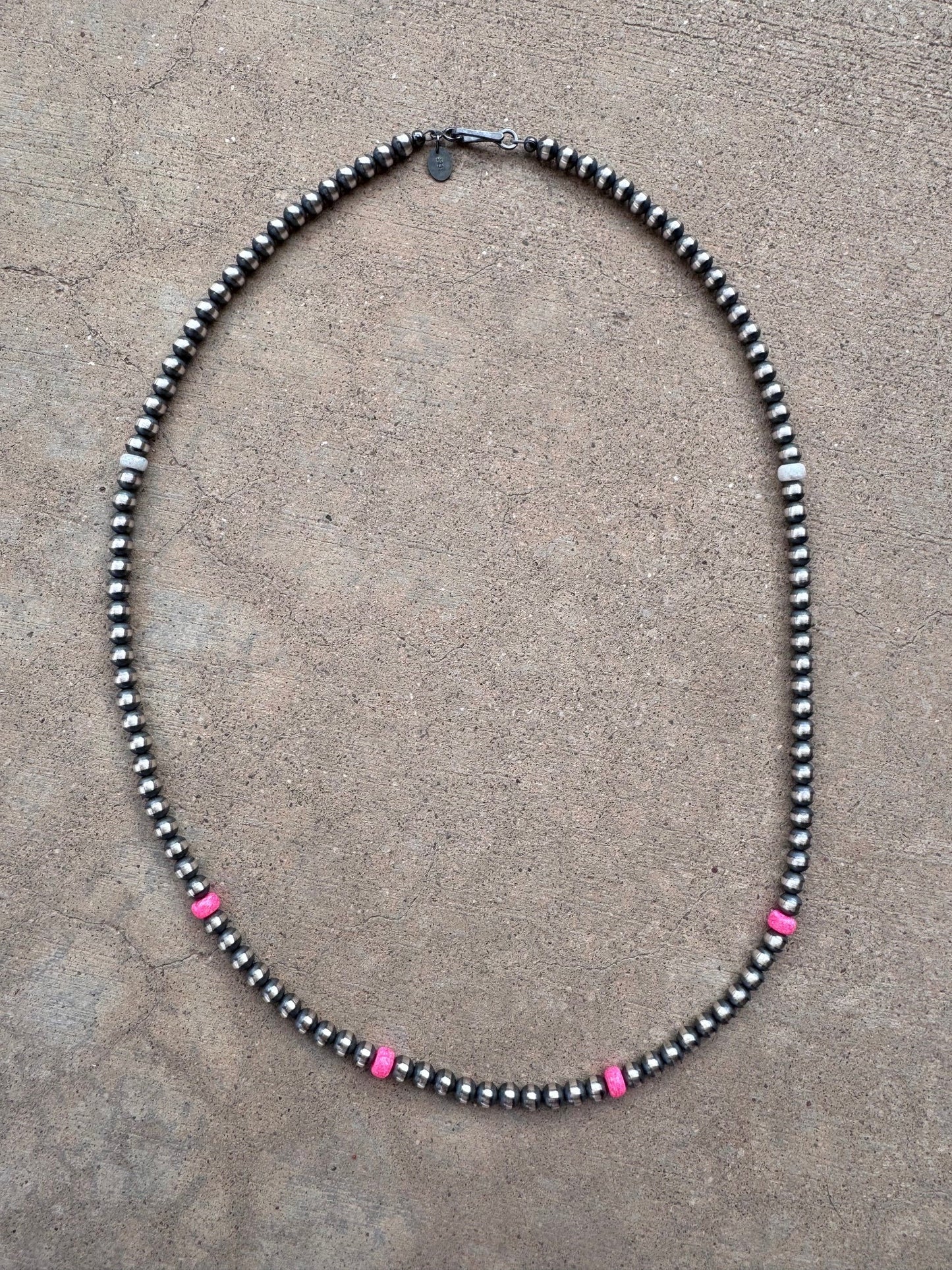 Handcrafted Fire Opal Collection & Sterling Silver Pearl Beaded 5mm Necklace 22"