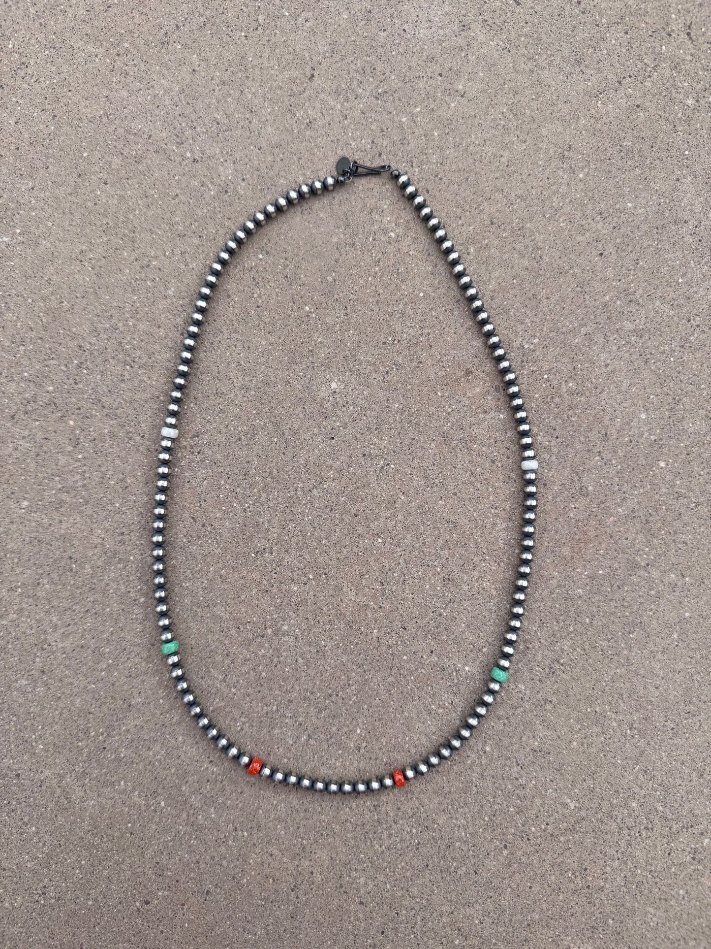 Handcrafted Fire Opal Collection & Sterling Silver Pearl Beaded 5mm Necklace 22"