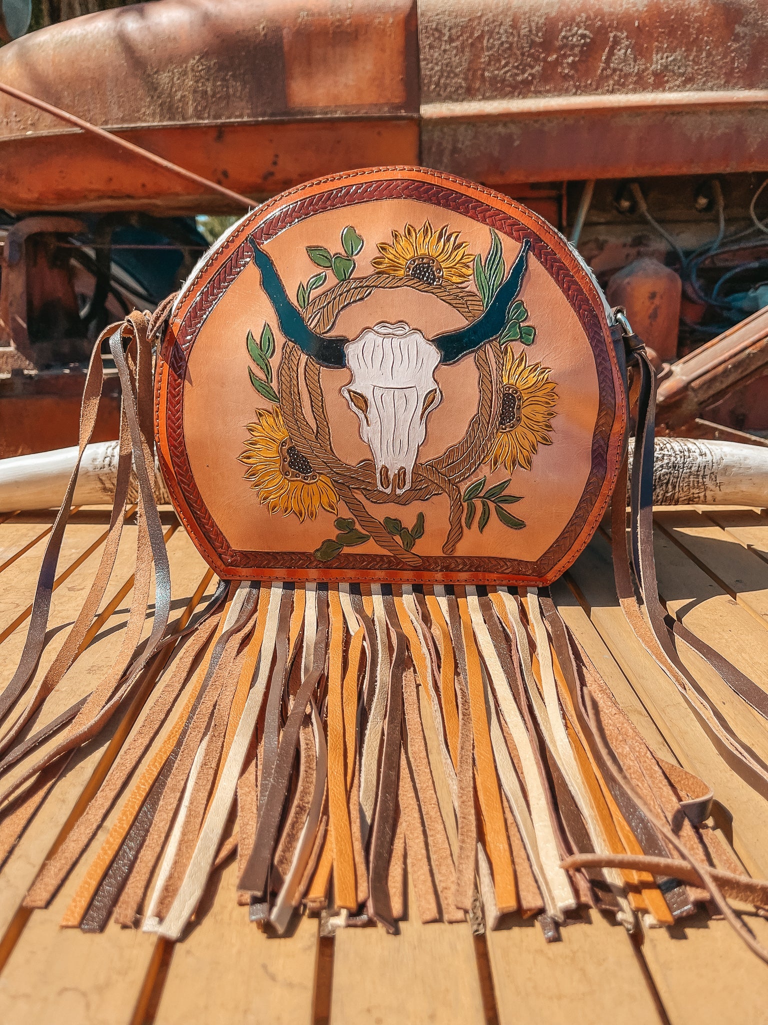 Hand-tooled leather detail