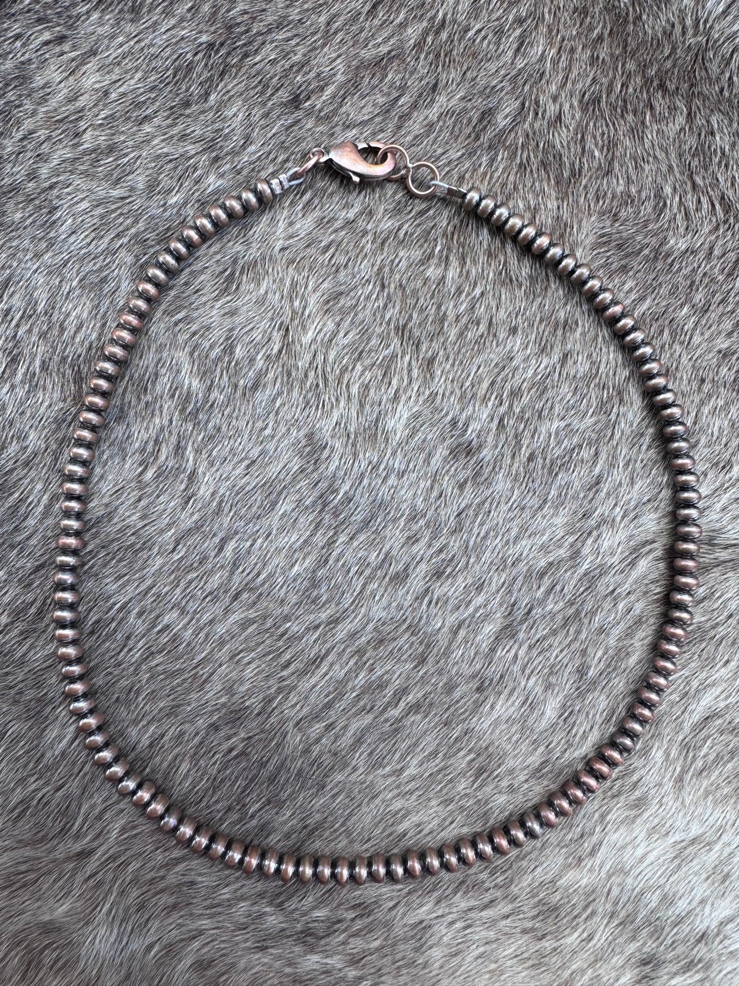 Handcrafted Copper 4mm Saucer Beaded Necklace