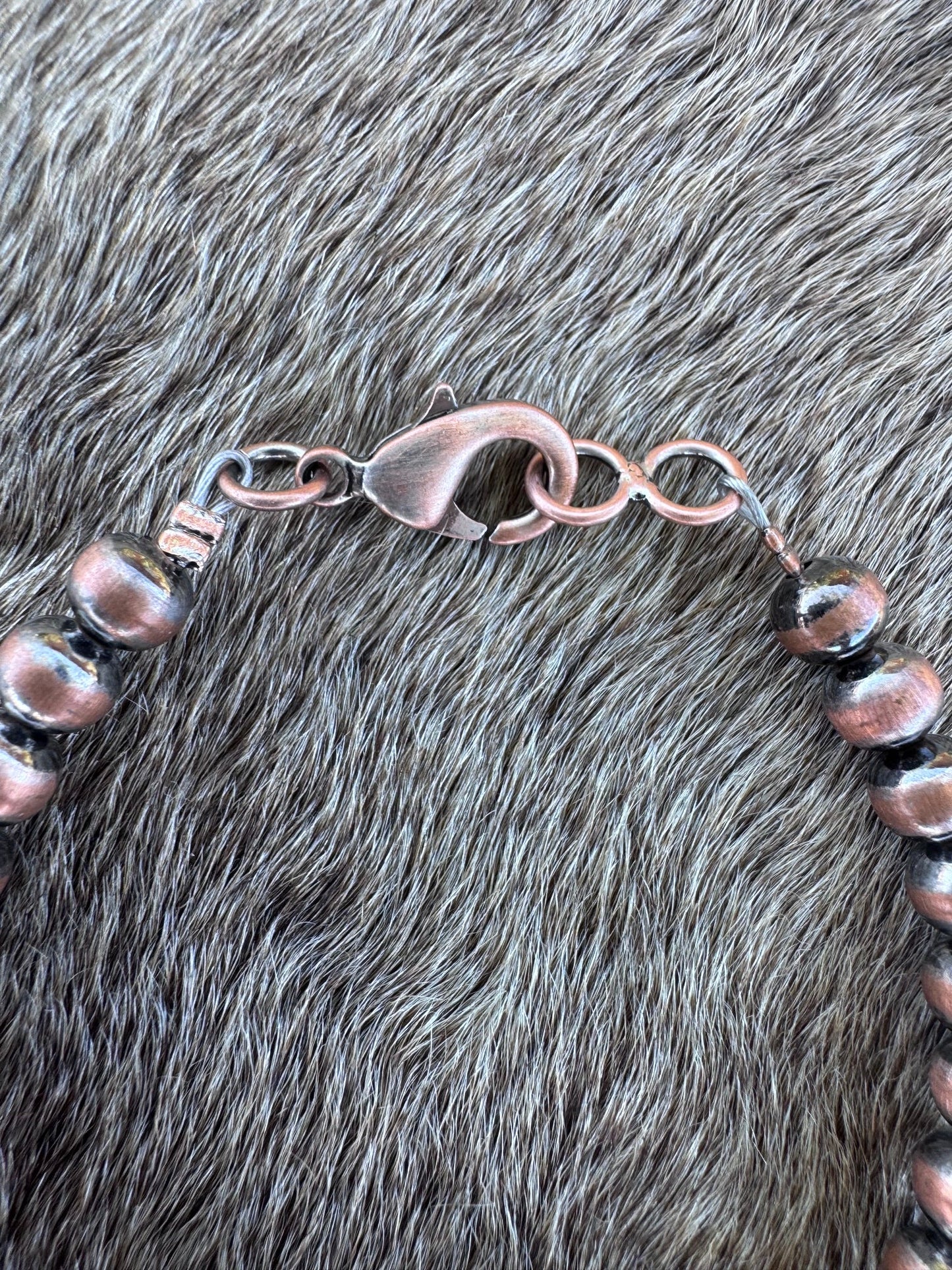 Handcrafted Copper 6mm Beaded Bracelet 7.5"