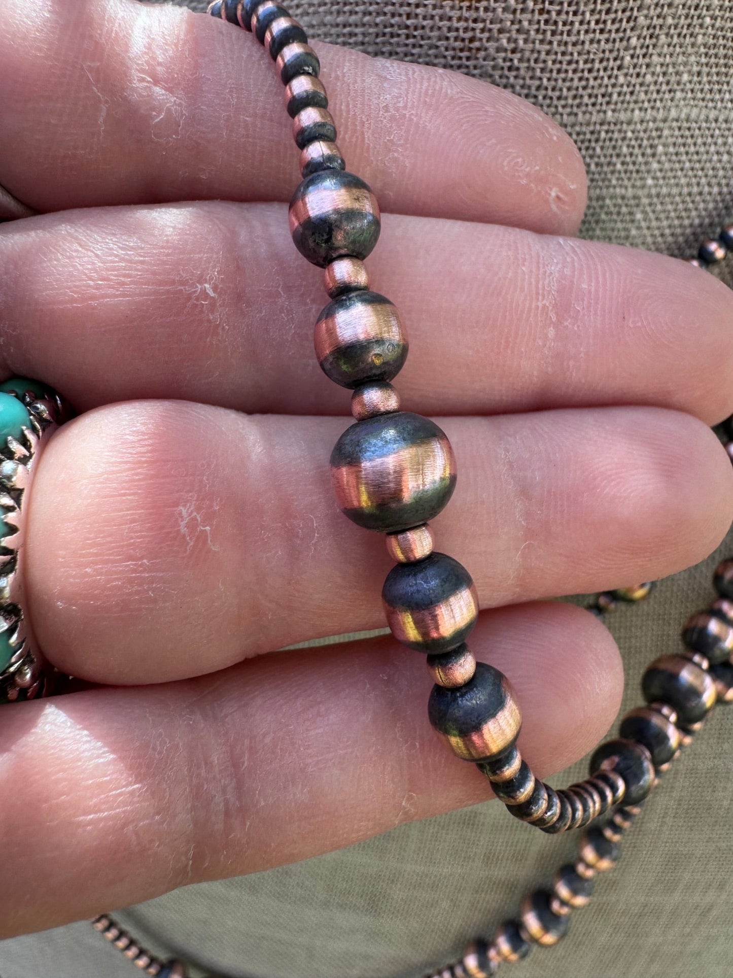 Handcrafted Copper 3-8mm Beaded Necklace