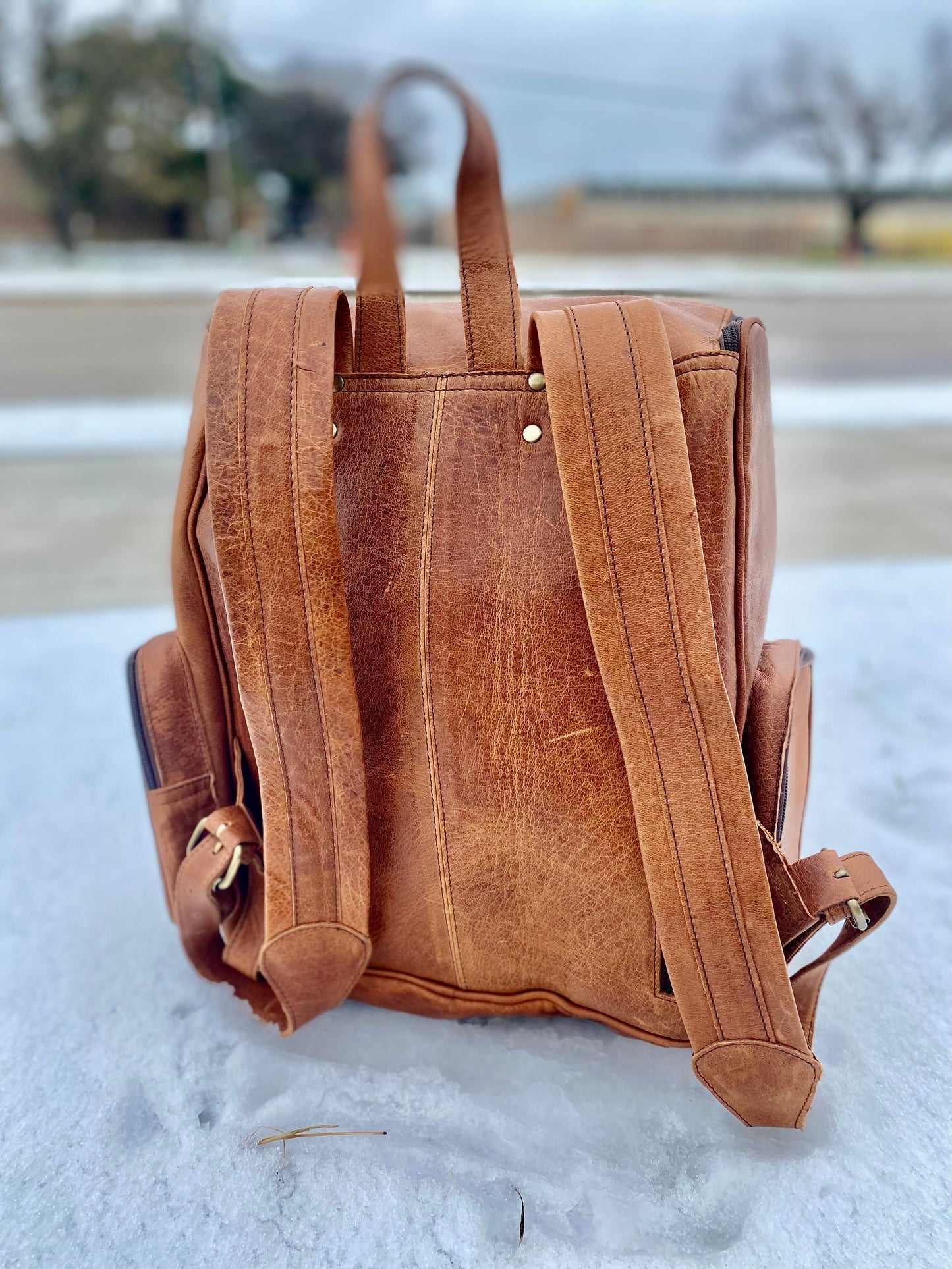 Marble Leather Backpack