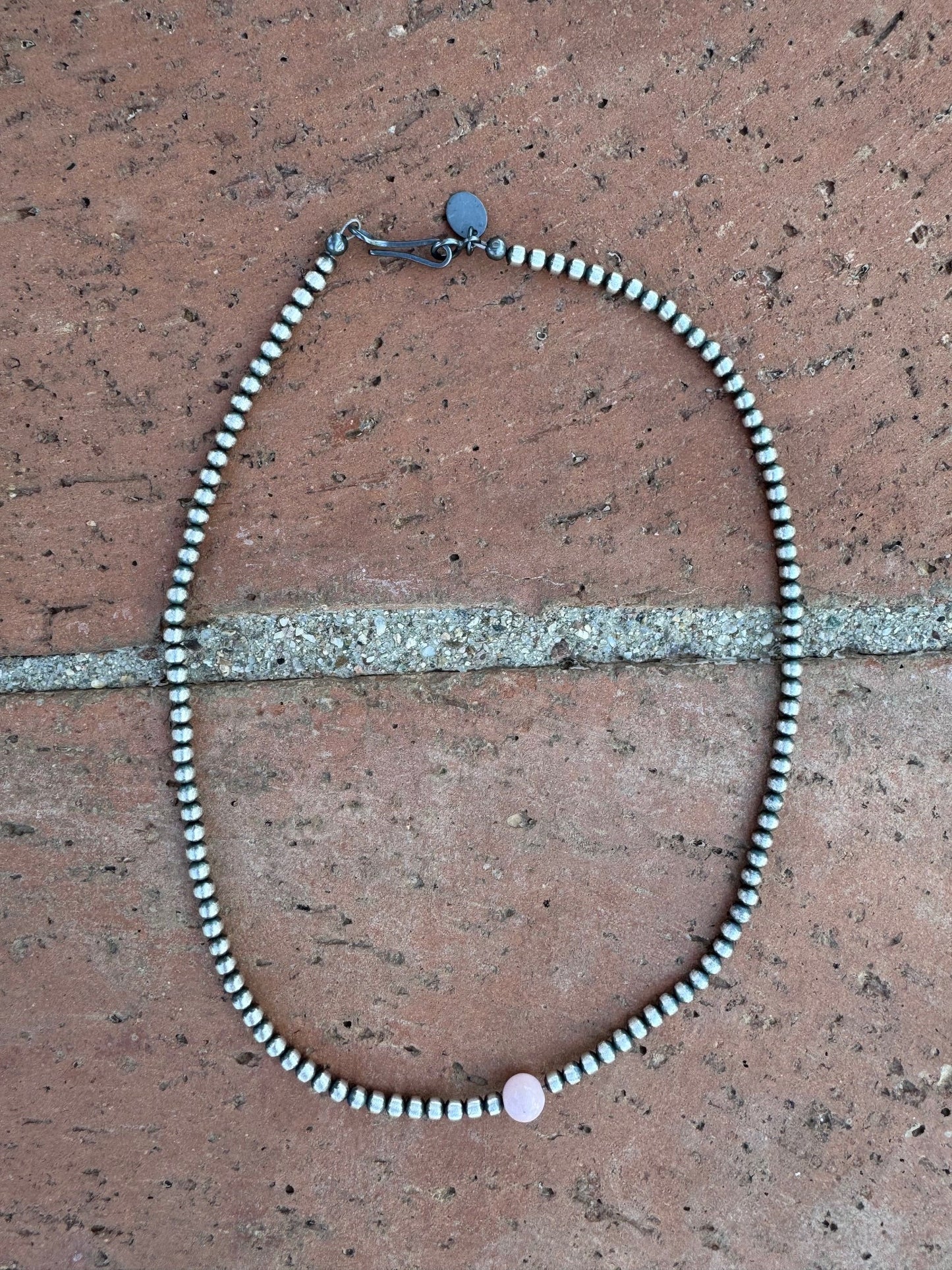 Handcrafted Pink Conch & Sterling Silver 3mm Beaded Necklace