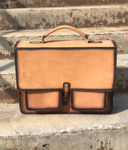 Classic Burn Tooled Leather briefcase