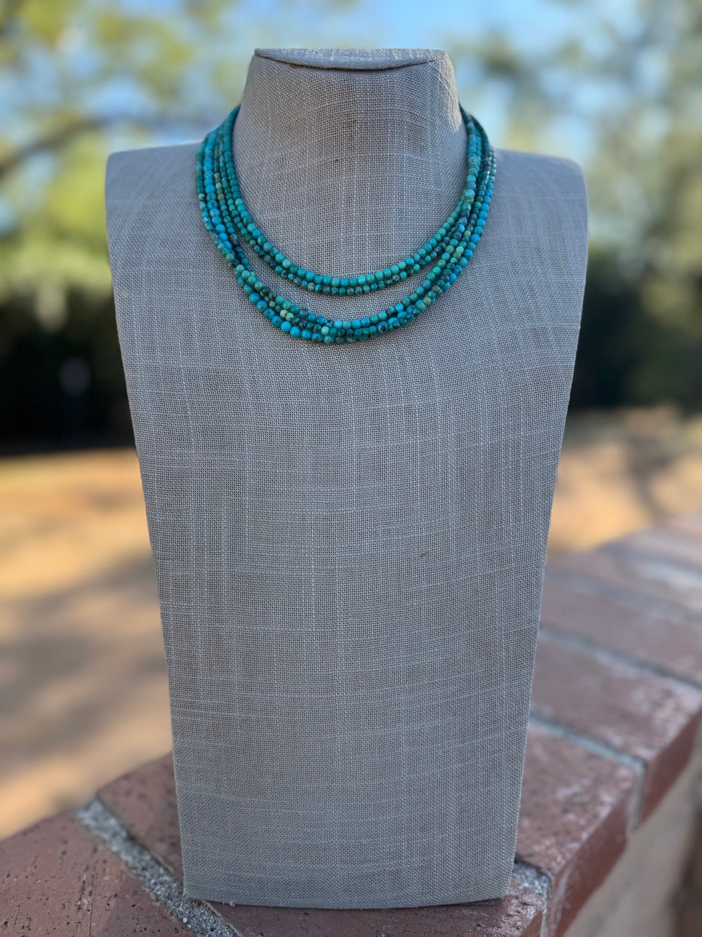 Handcrafted Kingman Turquoise Beaded Necklace 16” with 2" extender