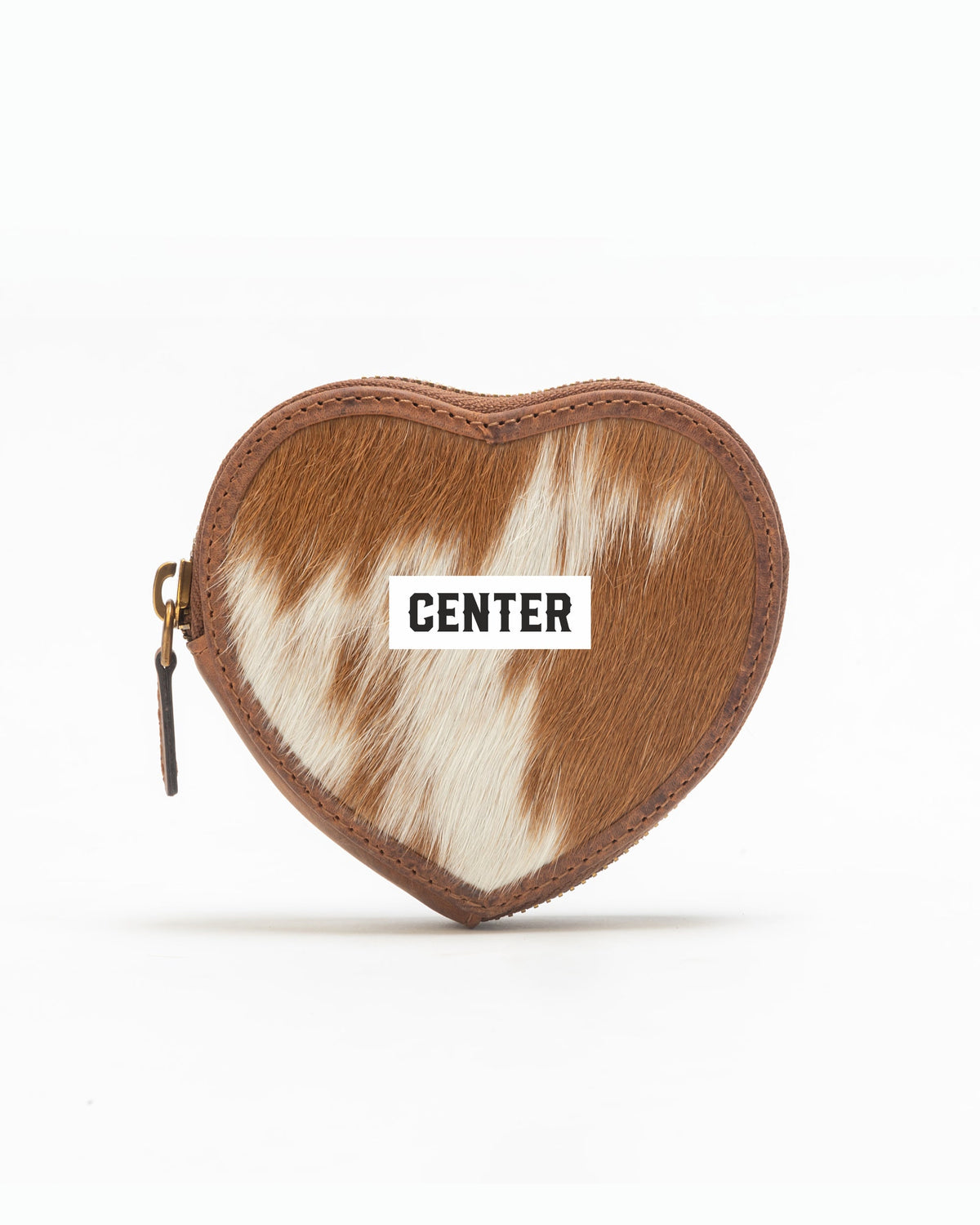 Cupid Coin Pouch In Brown & White Cowhide