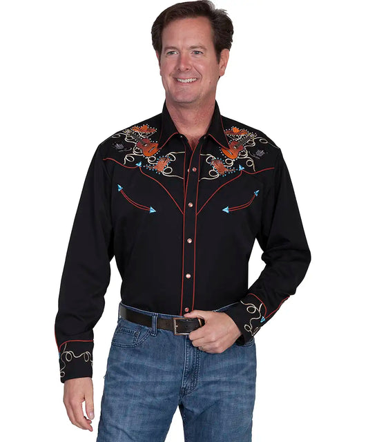 Scully Acoustic Outlaw (Black) - Men's Western Shirt