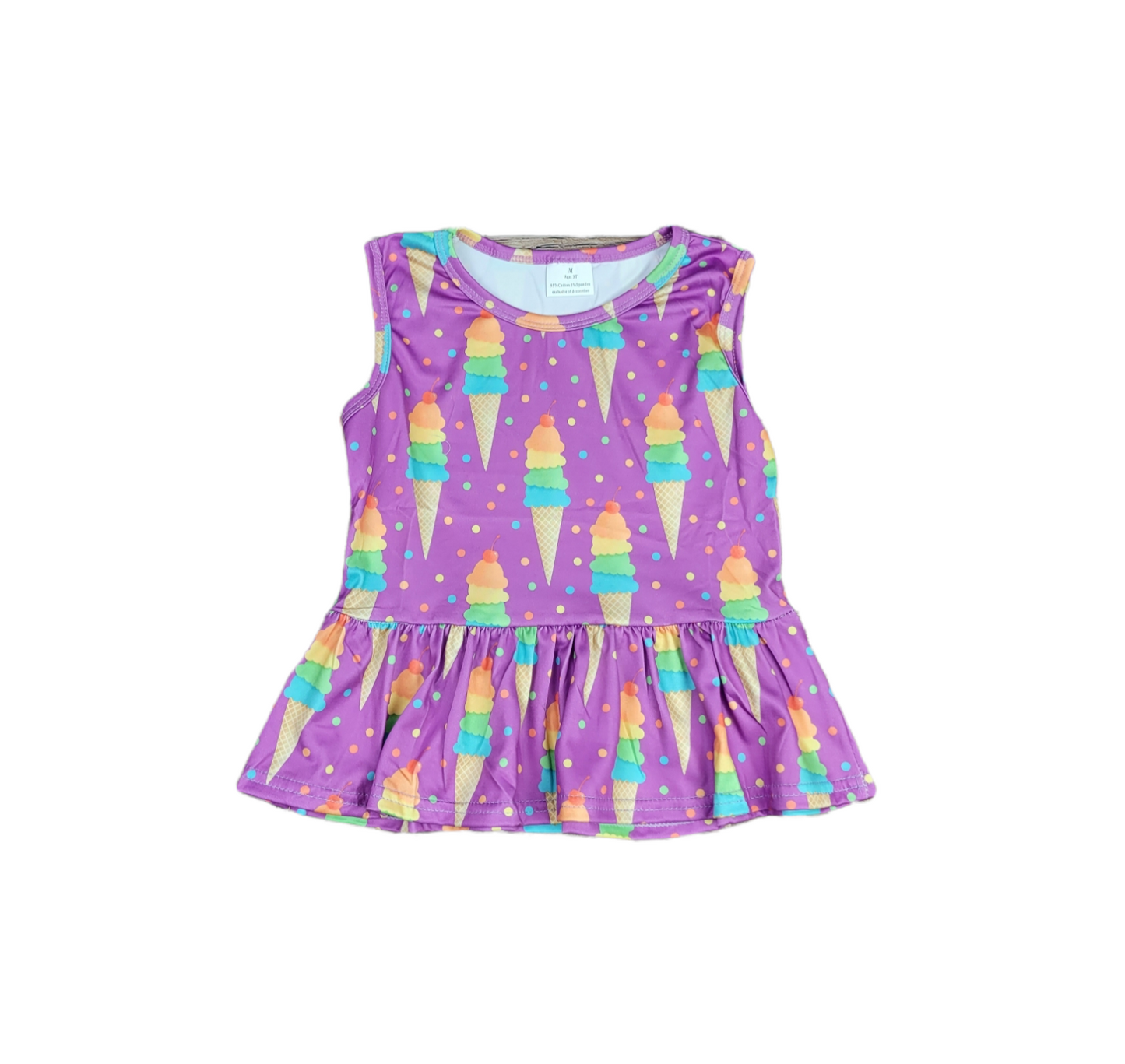 Ice Cream Milk Silk Peplum Tank Top