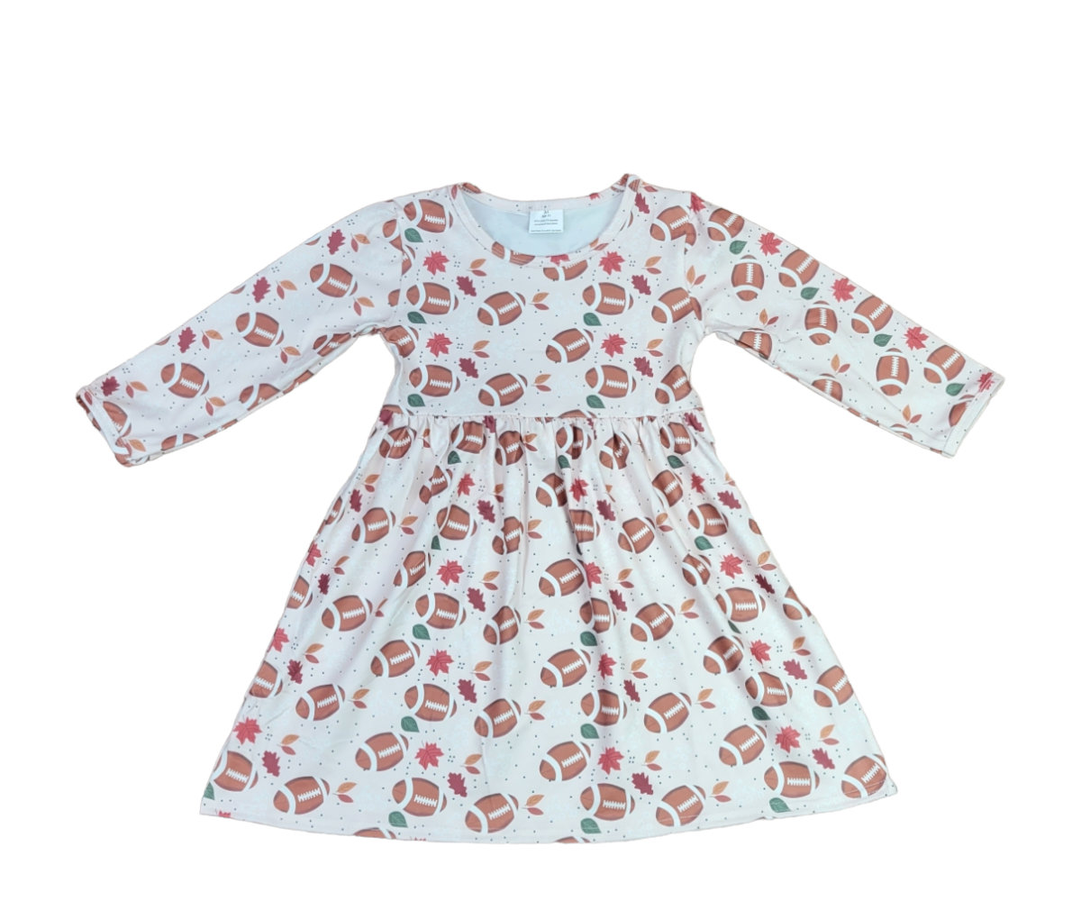 Football And Fall Y'all Long Sleeve Milk Silk Dress