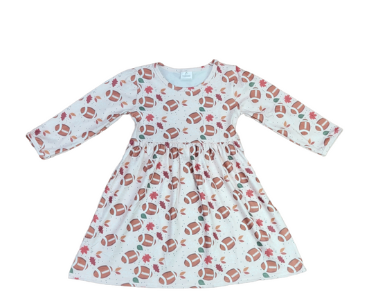 Football And Fall Y'all Long Sleeve Milk Silk Dress