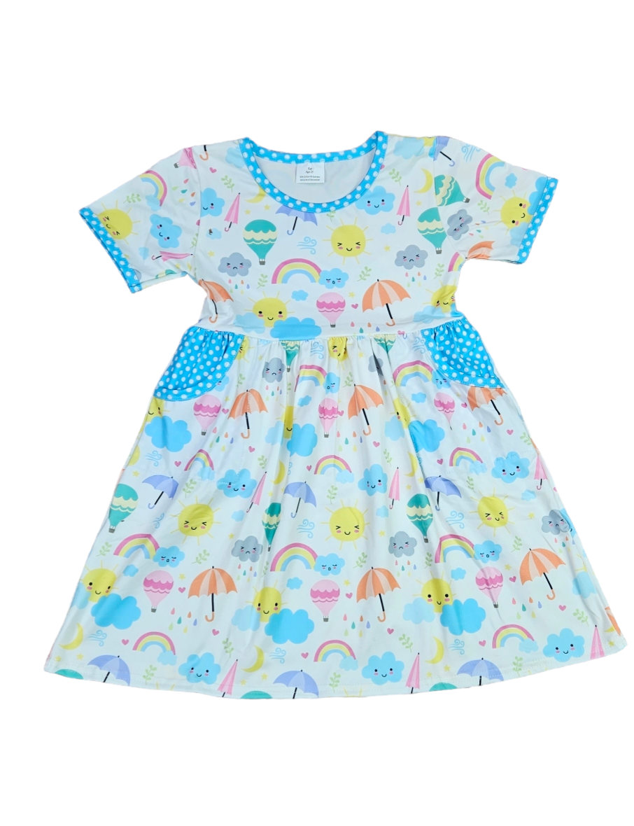 Spring Friends Short Sleeve Pocket Milk Silk Dress