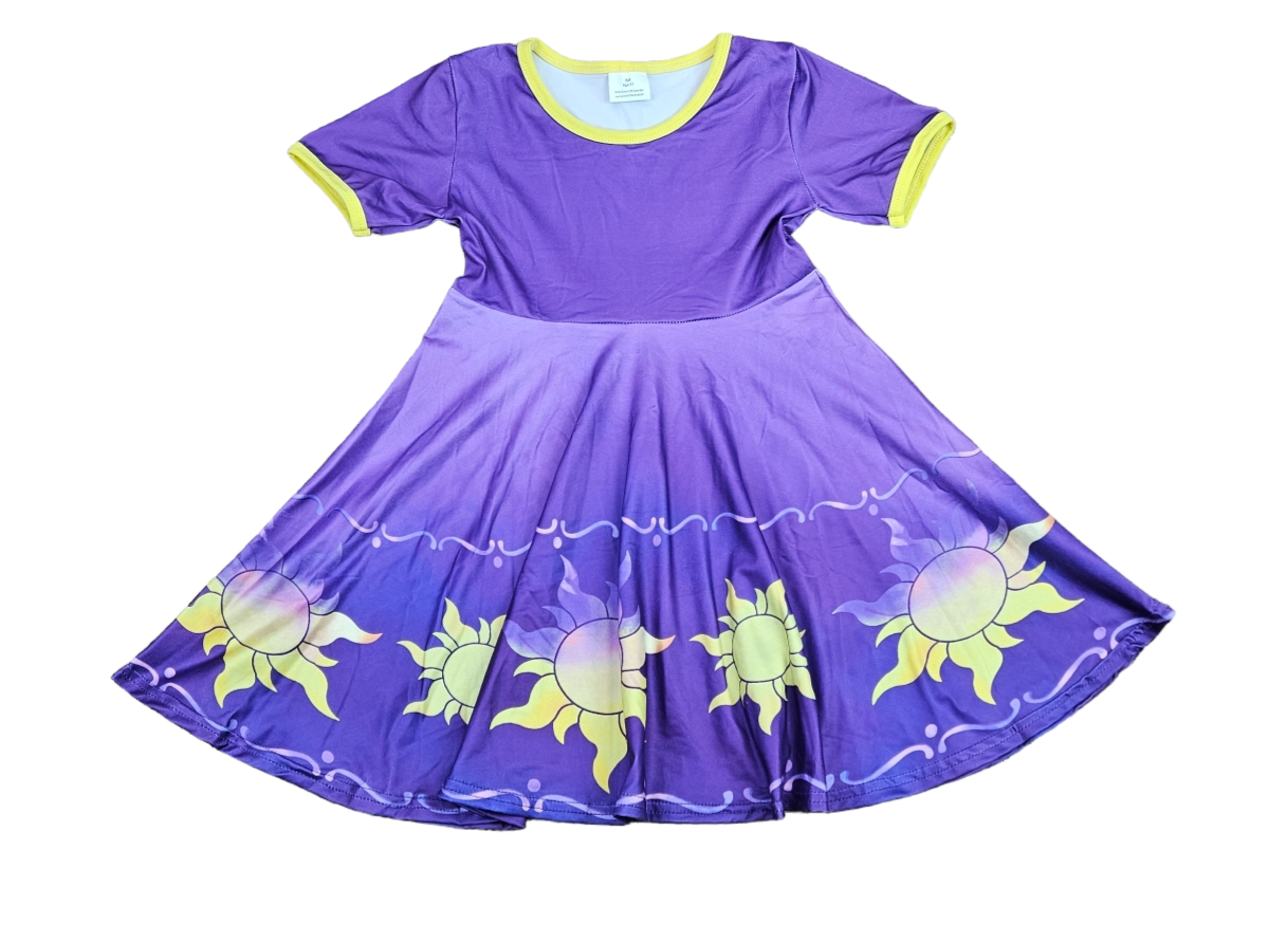 Tower Princess Short Sleeve Milk Silk Twirl Dress