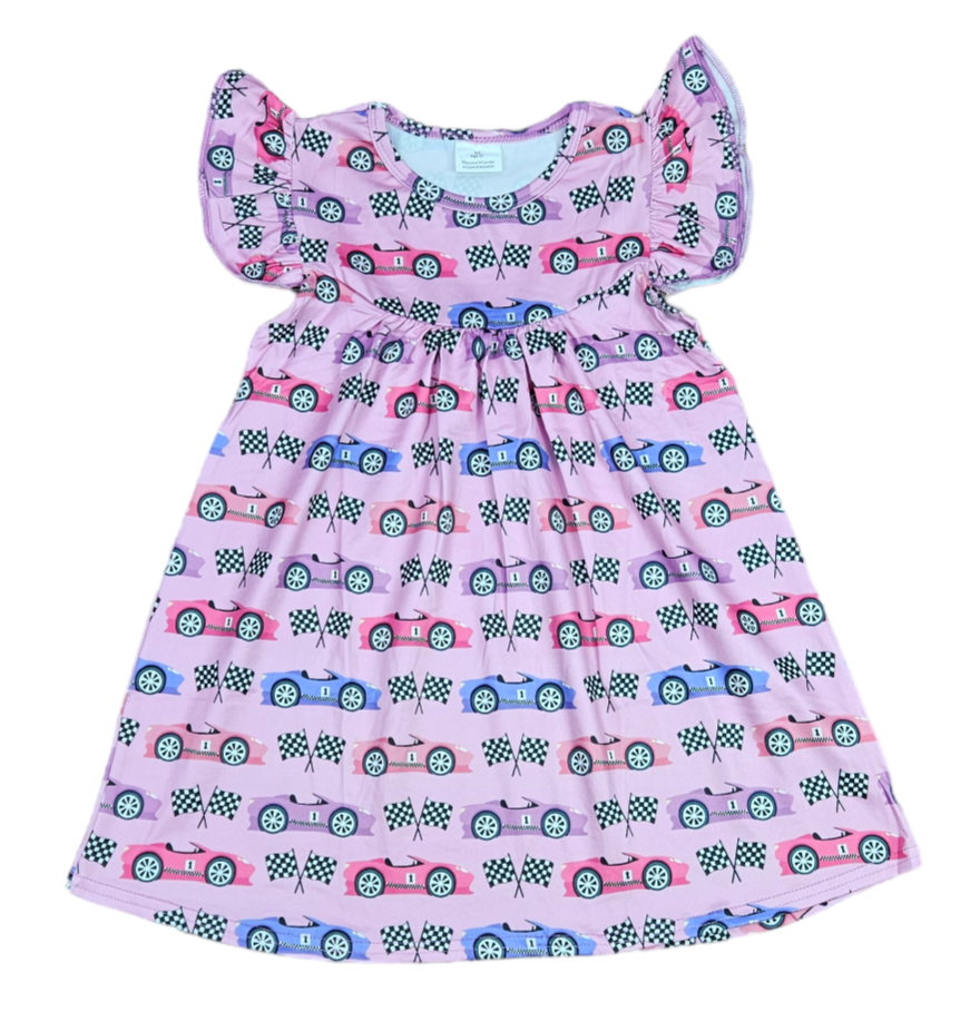 Pink Race Car Milk Silk Flutter Dress