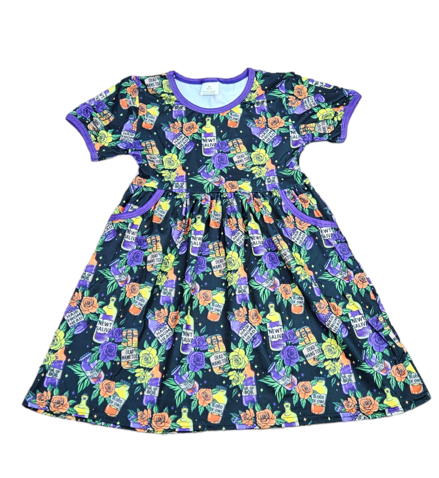 Potion Short Sleeve Pocket Milk Silk Dress