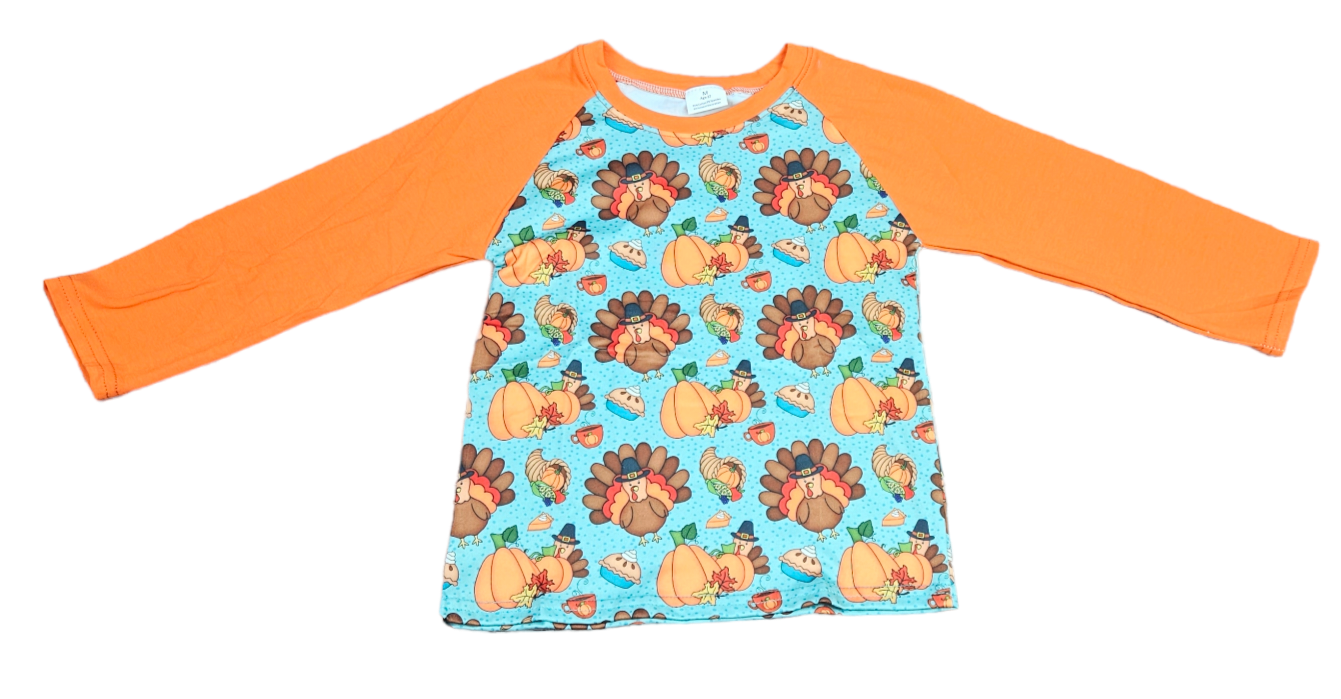 Teal Turkey Long Sleeve Milk Silk Raglan